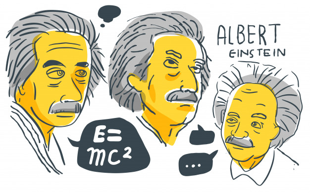 626x391 Albert Einstein In Yellow And Black Sketch Vector Premium Download - Black And Yellow Sketch