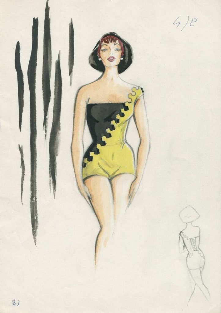 723x1024 Efha Focus Sketch By Emilio Pucci European Fashion Heritage - Black And Yellow Sketch