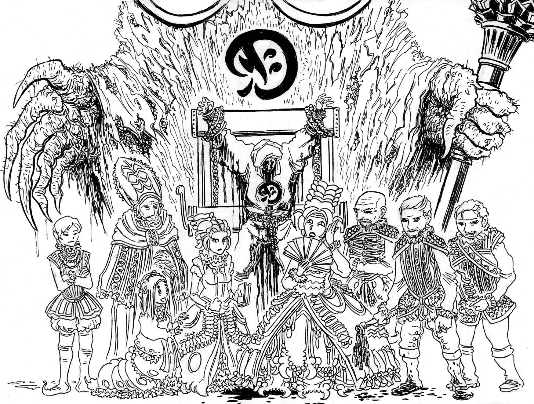 1749x1323 Lovecraft Sketch Mwf The King In Yellow - Black And Yellow Sketch