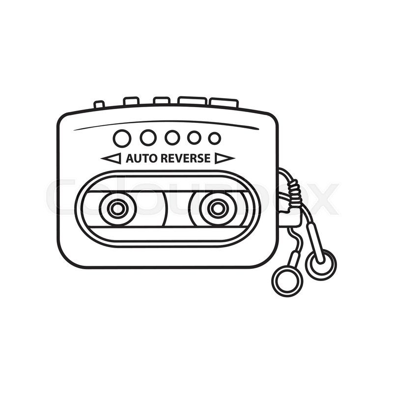 800x800 Old Fashioned, Retro Black And Yellow Audio Player, Walkman From - Black And Yellow Sketch