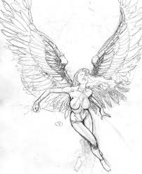 203x248 Drawing Child Fallen Angel Anime Pictures - Black Angel Sketch