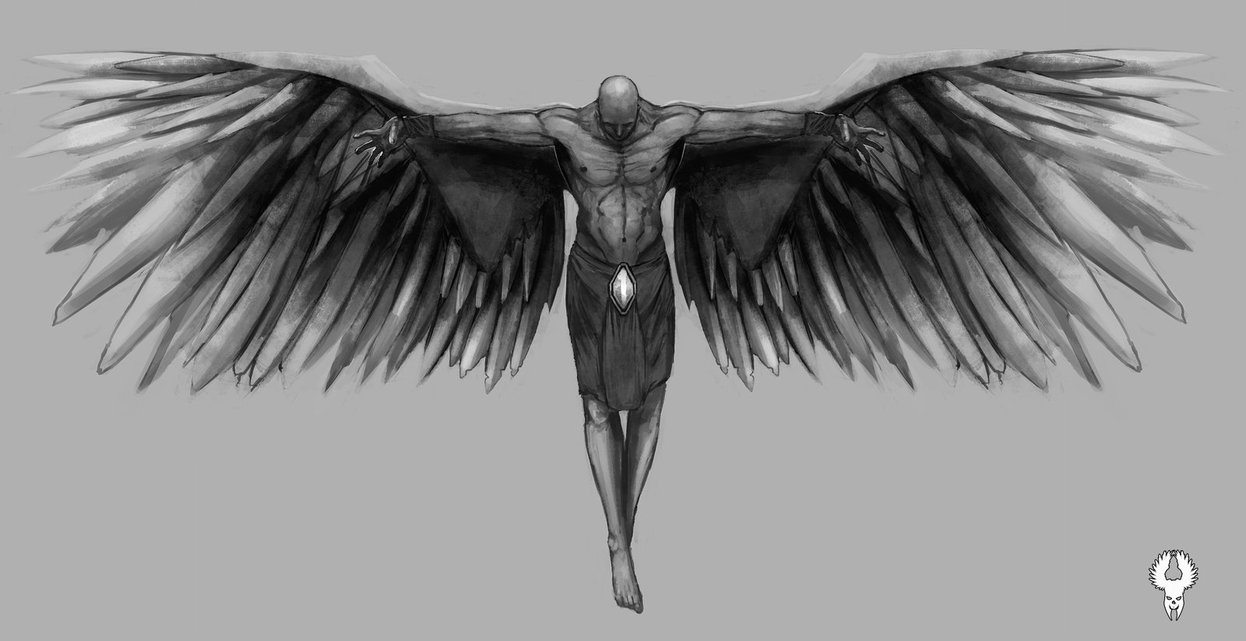 1246x641 Collection Of Fallen Angel Tattoo Drawing High Quality, Free - Black Angel Sketch