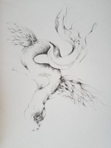 375x500 The Fallen Angel Drawing By Michele Loubser Saatchi Art - Black Angel Sketch