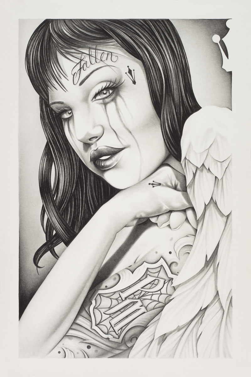 800x1200 Broken Angel Black And White Drawing Mcnabbs Tattoo Amp Fine Art - Black Angel Sketch