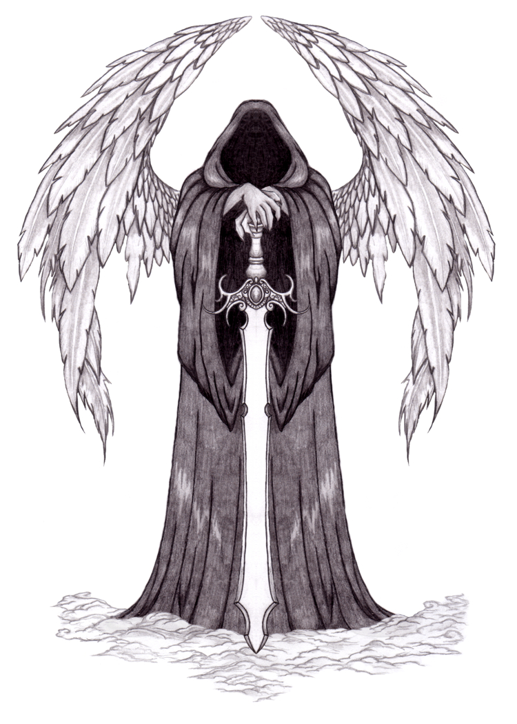 750x1050 Dark Angel Art Drawing Skill - Black Angel Sketch