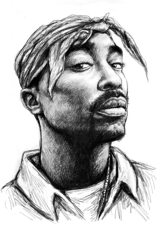 627x900 Tupac Shakur Art Drawing Sketch Portrait Painting Black Art - Black Art Sketches