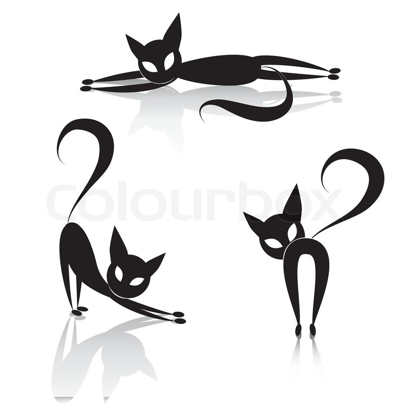 786x800 Black Cat Icon Silhouette Collection. Vector Animal Set Sketch - Black Cat Sketch