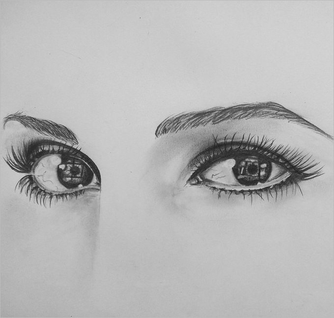 680x648 Eyes Drawing Realistic Drawing Skill - Black Eye Sketch