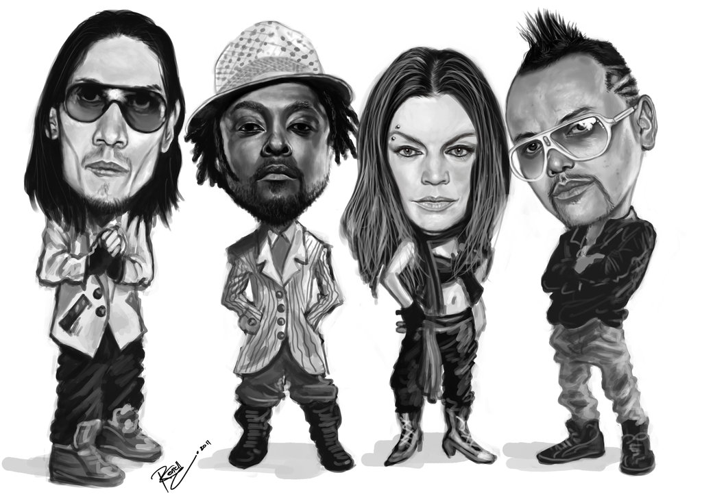 1024x731 Black Eyed Peas Caricature By Renescar - Black Eyed Peas Sketch
