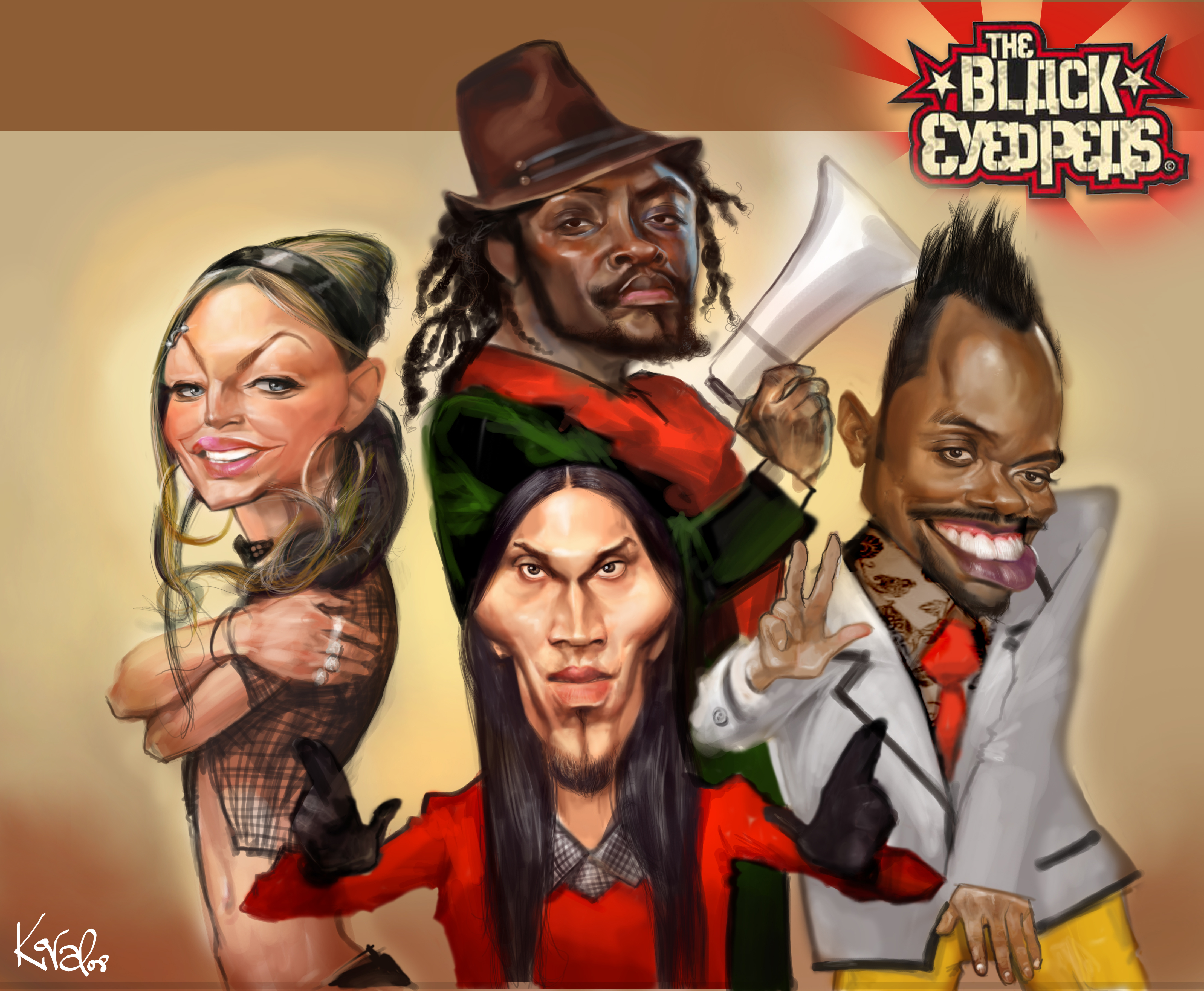 4400x3622 Black Eyed Peas Caricature Illustration - Black Eyed Peas Sketch