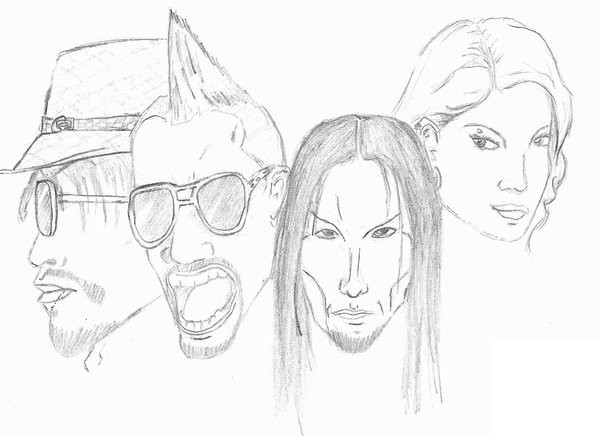 600x436 Coloring - Black Eyed Peas Sketch