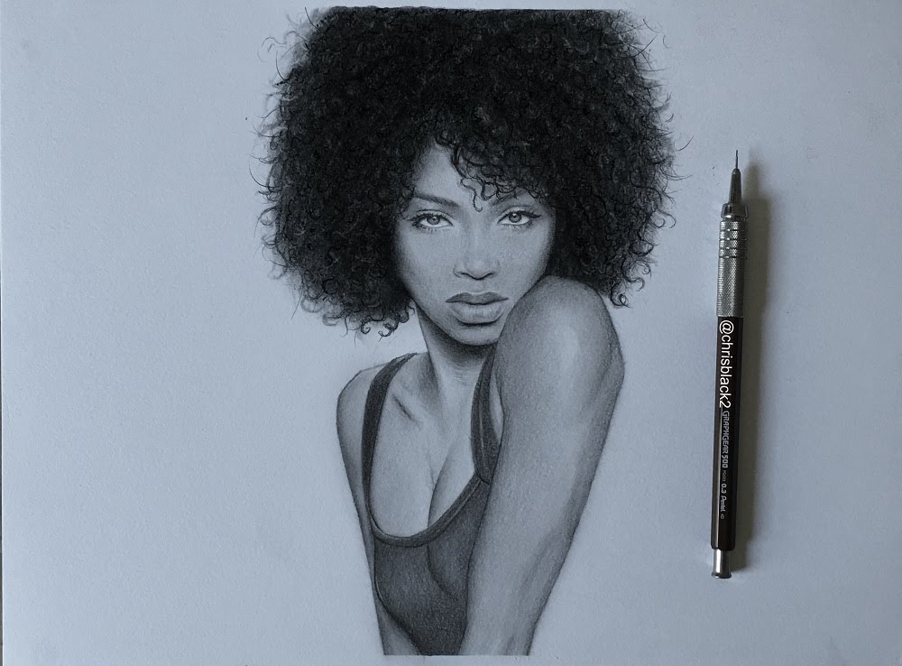 1000x738 Drawing A Girl With Curly Hair - Black Girl Sketch