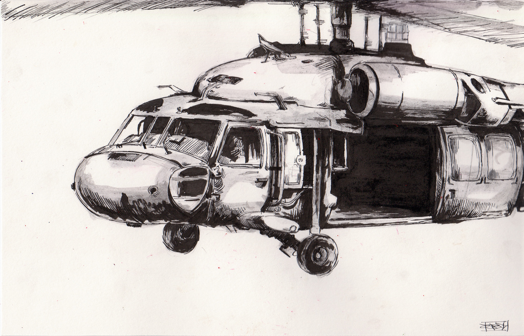 1024x656 Sikorsky Uh 60 Black Hawk Ink On Bristol Sabdiasep Mercado - Black Hawk Sketch