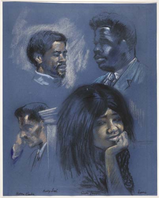 640x796 The Black Panthers Trial Courtroom Sketches By Robert Templeton - Black History Sketches