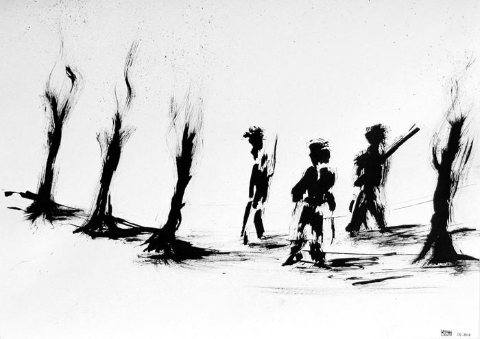 700x494 Exhibition Drawings And Short Films, Video Performances In Switzerland - Black Ink Sketches