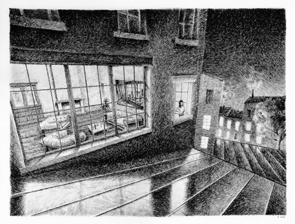 600x455 Fingerprint Black Ink Drawings By Nicolas Jolly - Black Ink Sketches