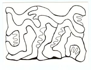 300x233 Aceo Amorpho Fantasy Space Creature Horror Original Black Ink - Black Ink Sketches