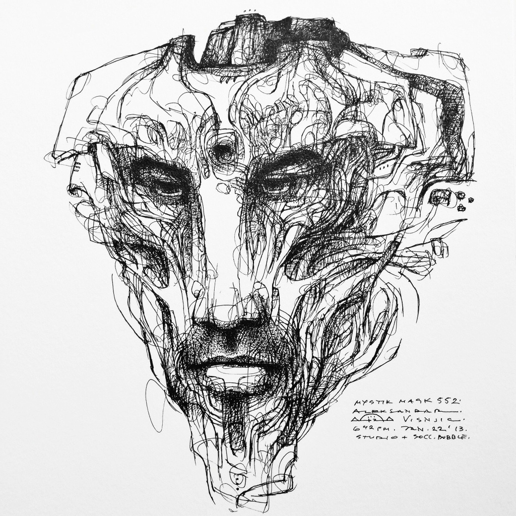 1024x1024 Mystik Mask 552 If I Exist On A Level Of Black Ink Drawing - Black Ink Sketches