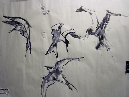 450x340 Bird Sketches In Brush And Black Ink - Black Ink Sketches