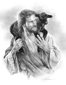 233x300 Nathan Greene The Good Shepherd Jesus Black Lamb Sheep 15x12 - Black Jesus Sketch