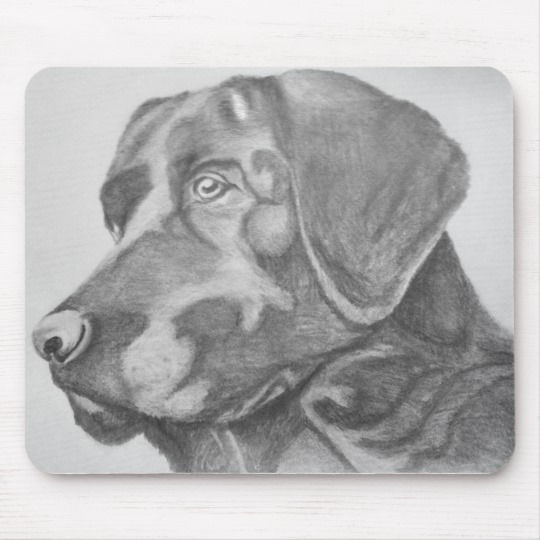 540x540 Black Lab Sketch Mouse Pad - Black Lab Sketch