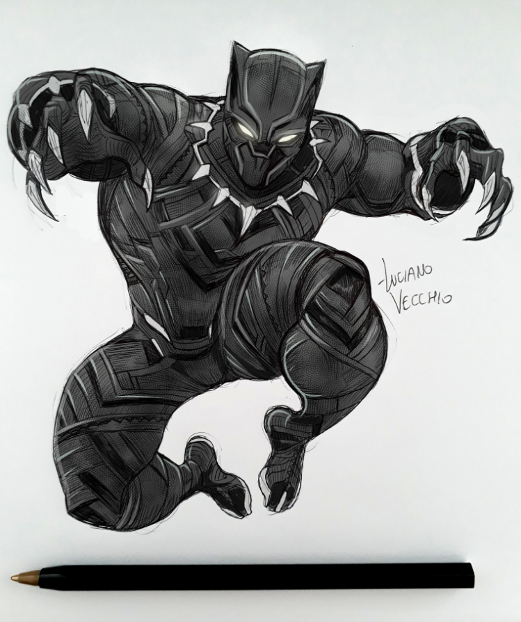749x894 Black Panther Sketch By Lucianovecchio - Black Panther Sketch