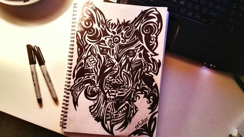 1024x575 Wolf Black Pen Drawing By Nrfuller - Black Pen Sketches