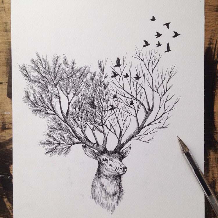 750x750 Wonderful Black Pen Illustrations Will Inspire You - Black Pen Sketches
