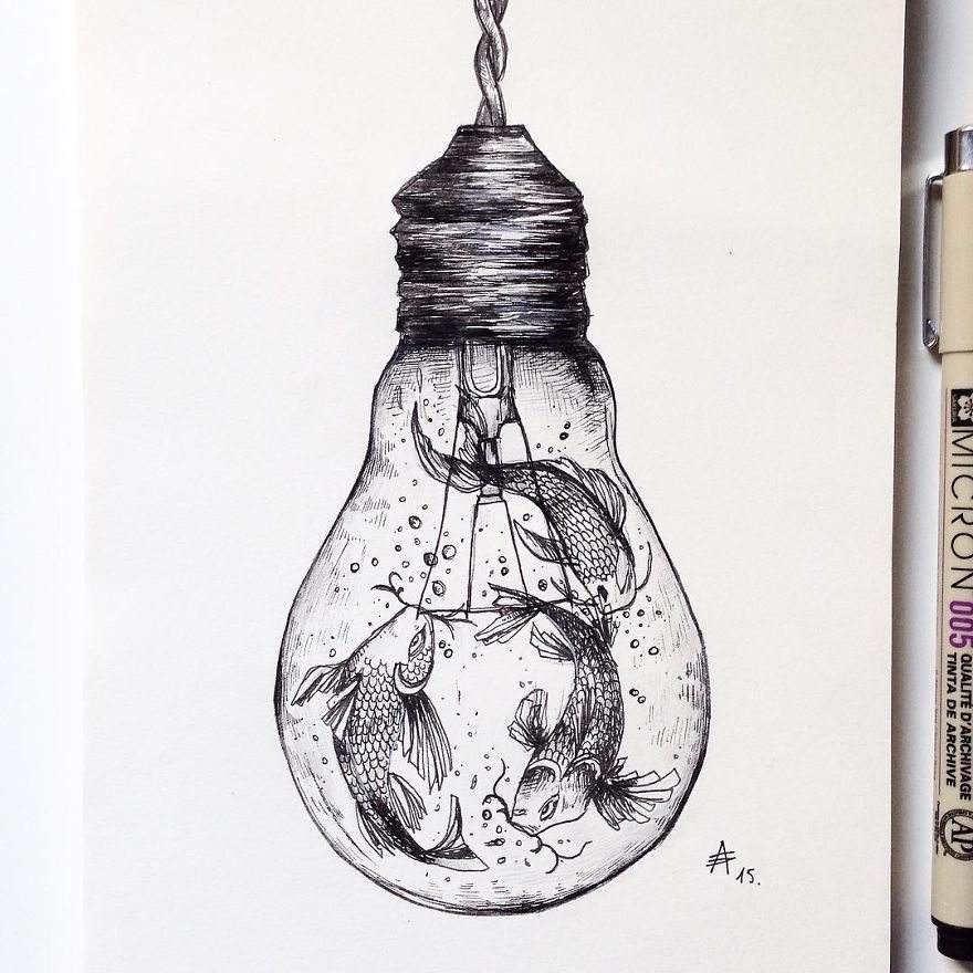 880x880 Artist Creates Amazing Nature Pictures With Just A Black Pen - Black Pen Sketches