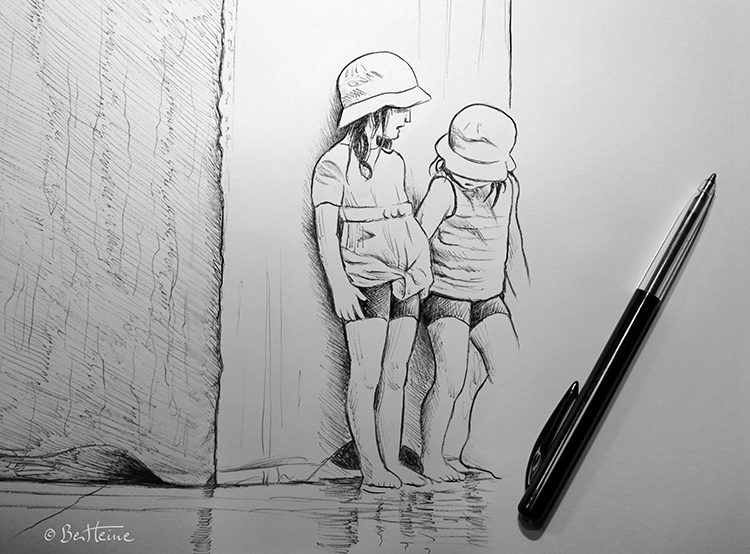 750x554 Ben Heine Art And Music Blog New Ballpoint Pen Sketches In Progress - Black Pen Sketches