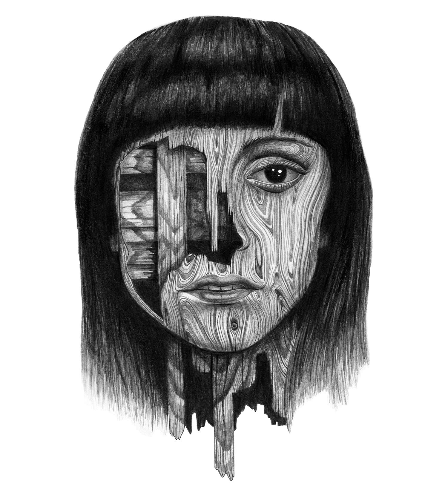 1500x1677 Drawings Of Mysterious Wooden People Scene360 - Black People Sketches