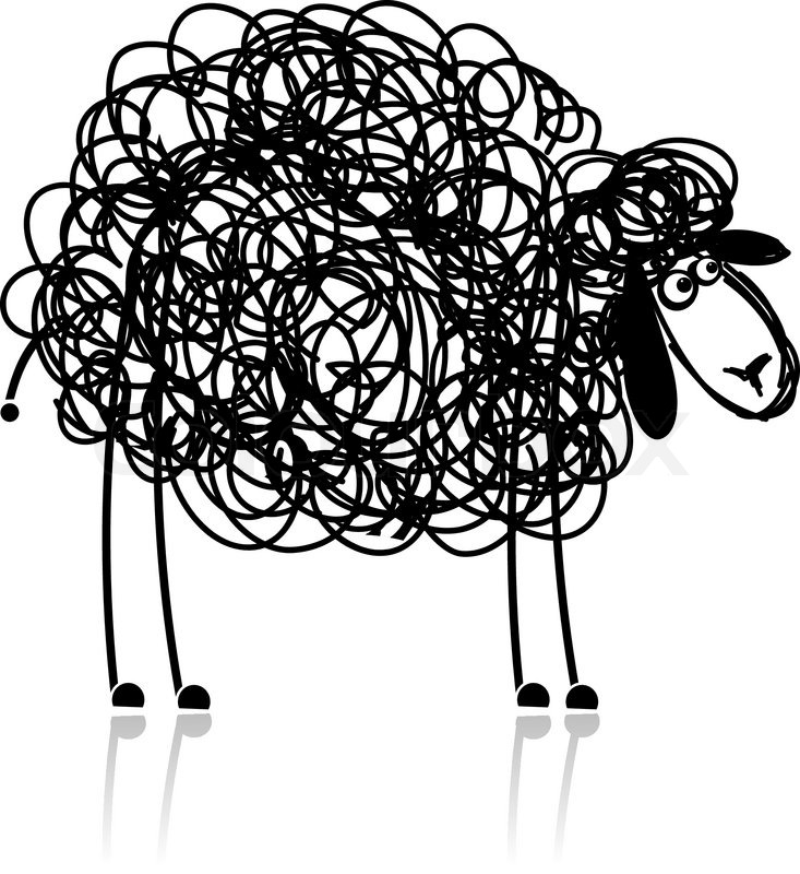 733x800 Funny Black Sheep, Sketch For Your Design Stock Vector Colourbox - Black Sheep Sketch