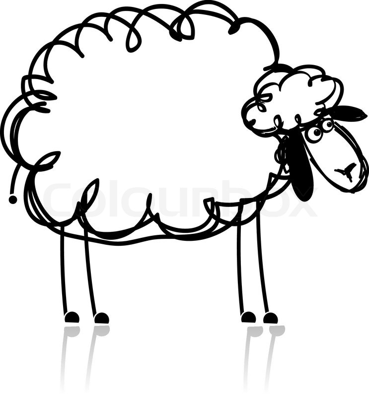 743x800 Funny White Sheep, Sketch For Your Design Stock Vector Colourbox - Black Sheep Sketch