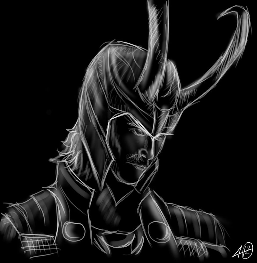 884x904 Loki (Black And White Sketch) By Ngc 7293 - Black Sketch