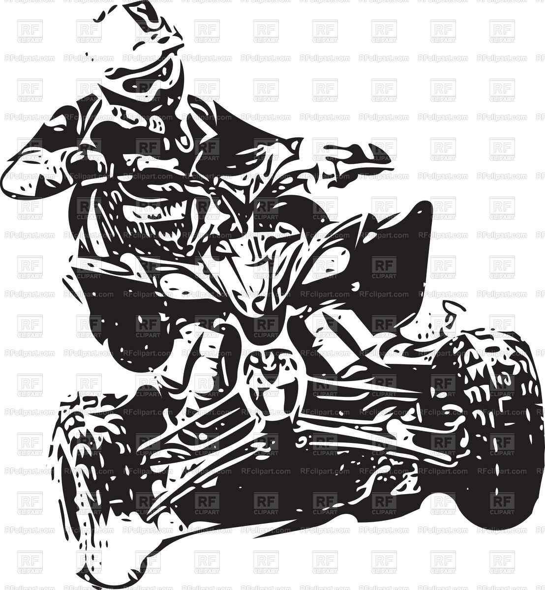 1108x1200 Quad Bike Black Sketch Illustration On White Background Vector - Black Sketch
