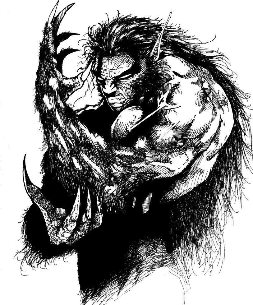 814x981 The Wolf Den Werewolf - Black Sketch