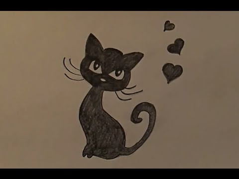 480x360 How To Draw Animals, Black Cat, Sketch Paint - Black Sketch