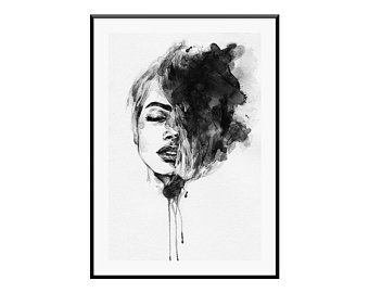 340x270 Beautiful Woman Art Etsy - Black Sketch Art