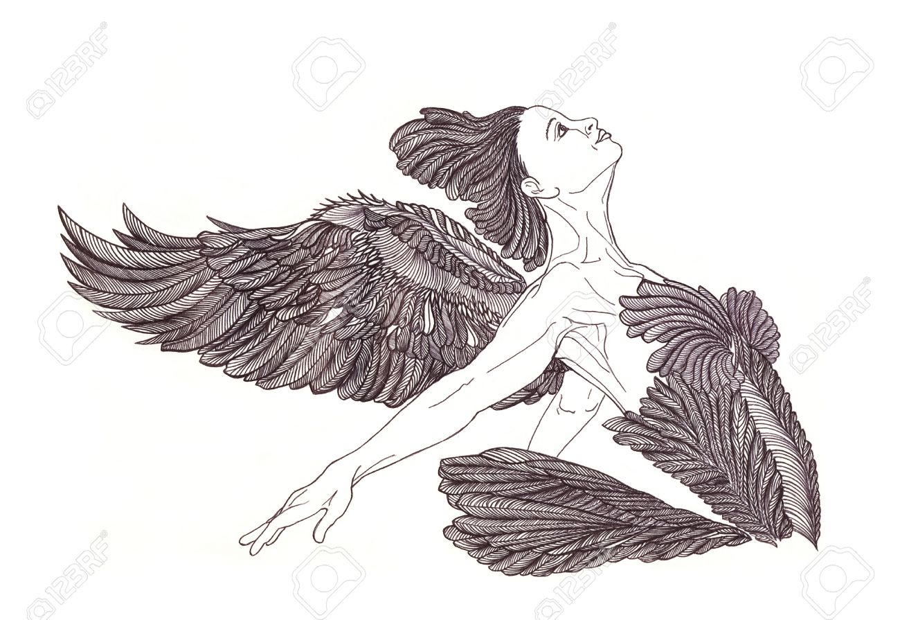 1300x895 Drawn Ballet Black Swan - Black Swan Sketch