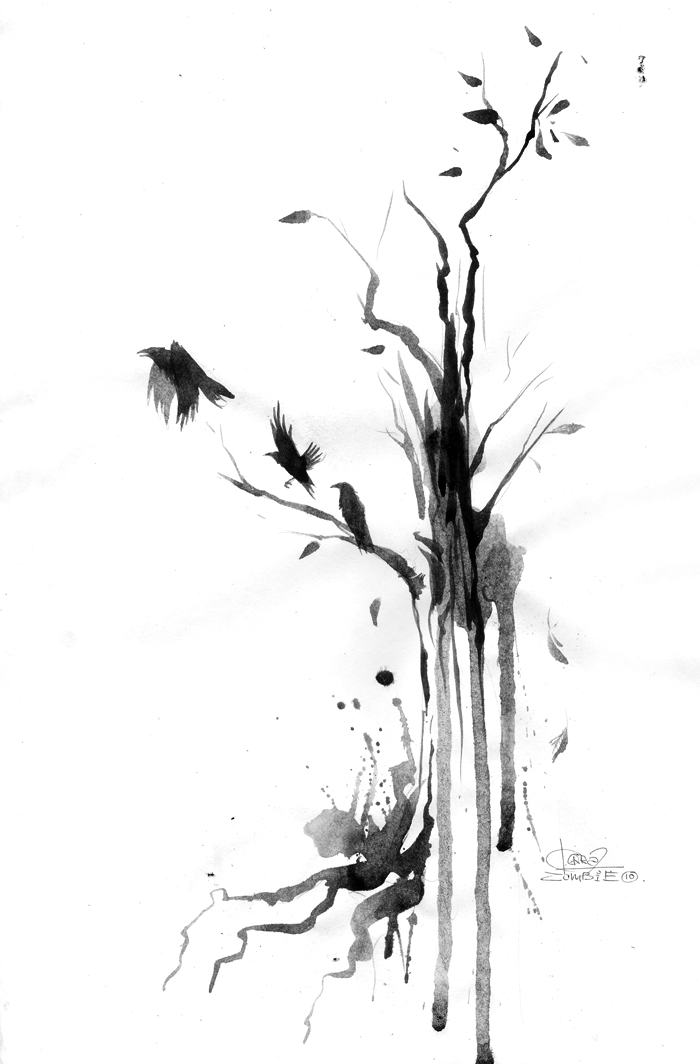 700x1064 Tree By Lora Zombie - Black Tree Sketch