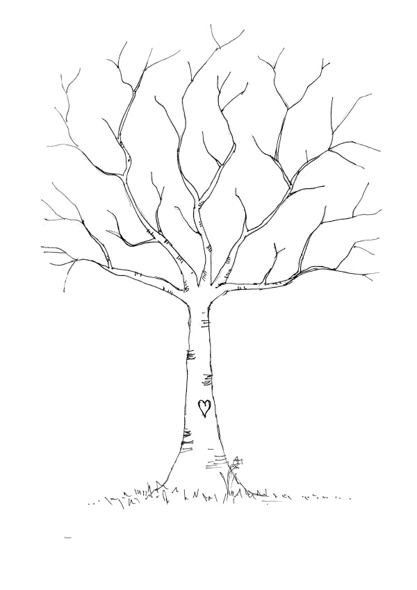 600x849 Wedding Diy Fingerprint Tree Template To Download Amp Print - Black Tree Sketch