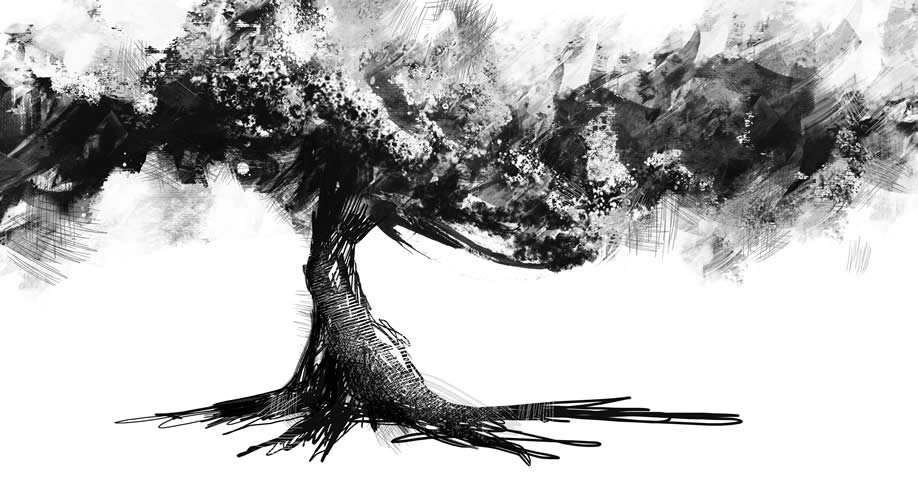 918x500 Tree Sketch Sketchbook - Black Tree Sketch