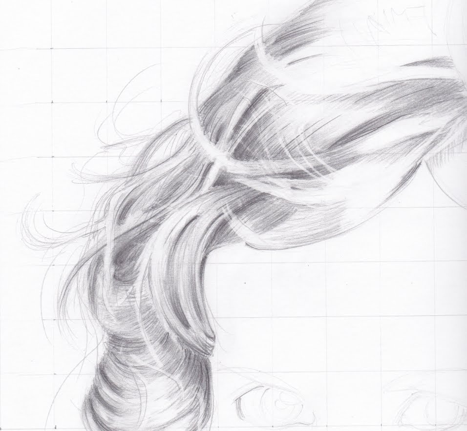956x883 How To Draw Hair - Black White Sketch