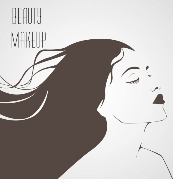 577x600 Makeup Banner Attractive Woman Sketch Black White Design Free - Black Woman Sketch