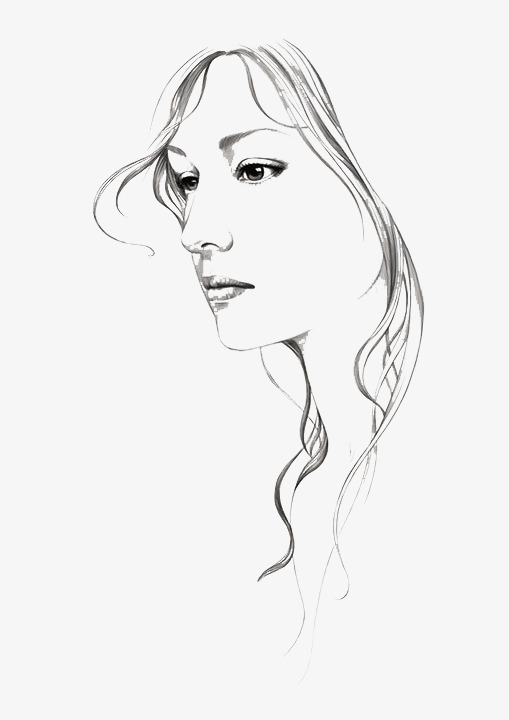 509x720 Sketch Black Line Creative Woman, Line Clipart, Woman Clipart - Black Woman Sketch