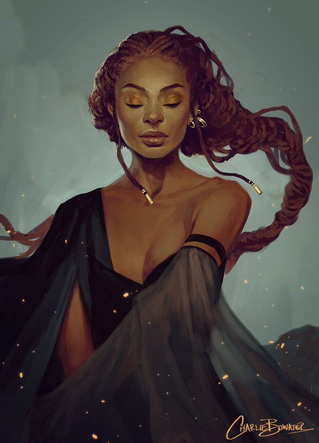650x900 Sketch Xxiii By Charlie Bowater - Black Woman Sketch