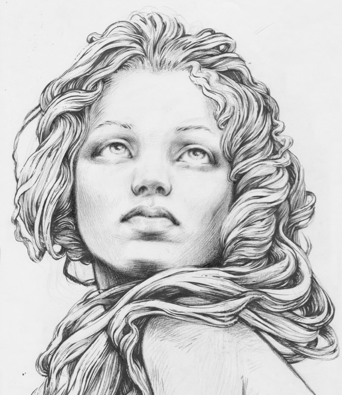 696x803 Drawing Jan Eichenberger - Black Woman Sketch