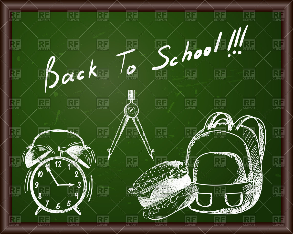1200x960 Blackboard With Back To School Sketch Drawing Vector Image - Blackboard Sketch