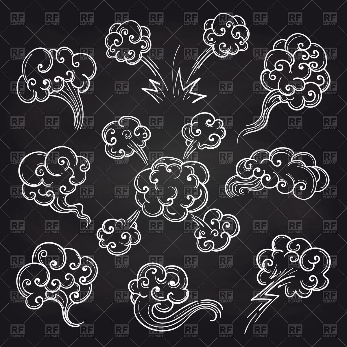 1200x1200 Retro Sketch Of Steam And Clouds On Blackboard Background Vector - Blackboard Sketch