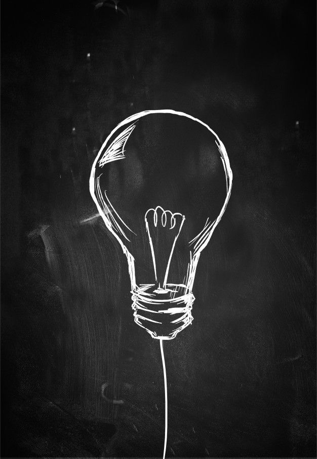 626x905 Single Bulb Sketch On Blackboard Photo Free Download - Blackboard Sketch